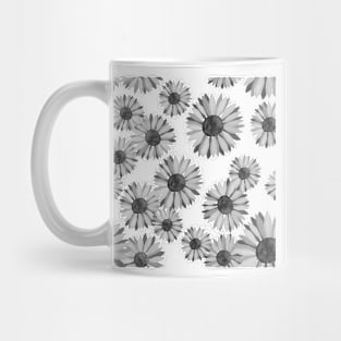 Watercolor Sunflowers Pattern - Black & White Mug